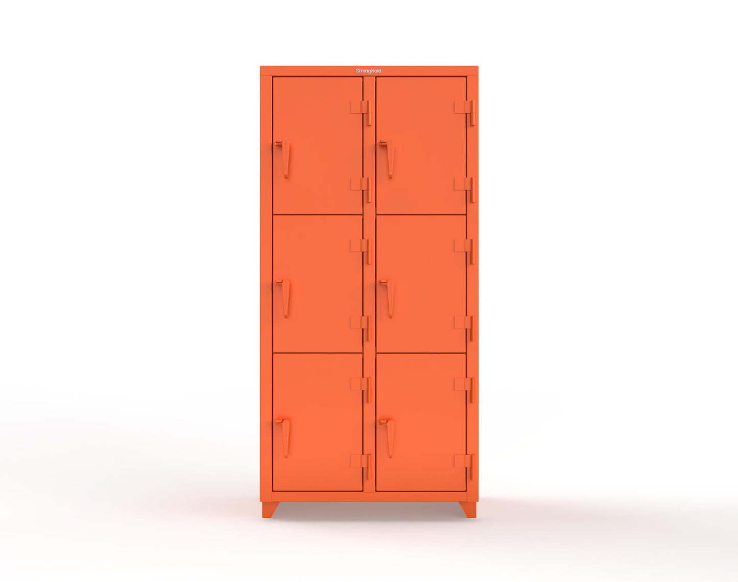 Extra Heavy Duty 14 GA Triple-Tier Locker, 6 Compartments - 36 in. W x 18 in. D x 75 in. H - 36-6D-18-3T-L-2009