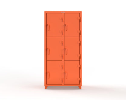 Extra Heavy Duty 14 GA Triple-Tier Locker, 6 Compartments - 36 in. W x 18 in. D x 75 in. H - 36-6D-18-3T-L-2009