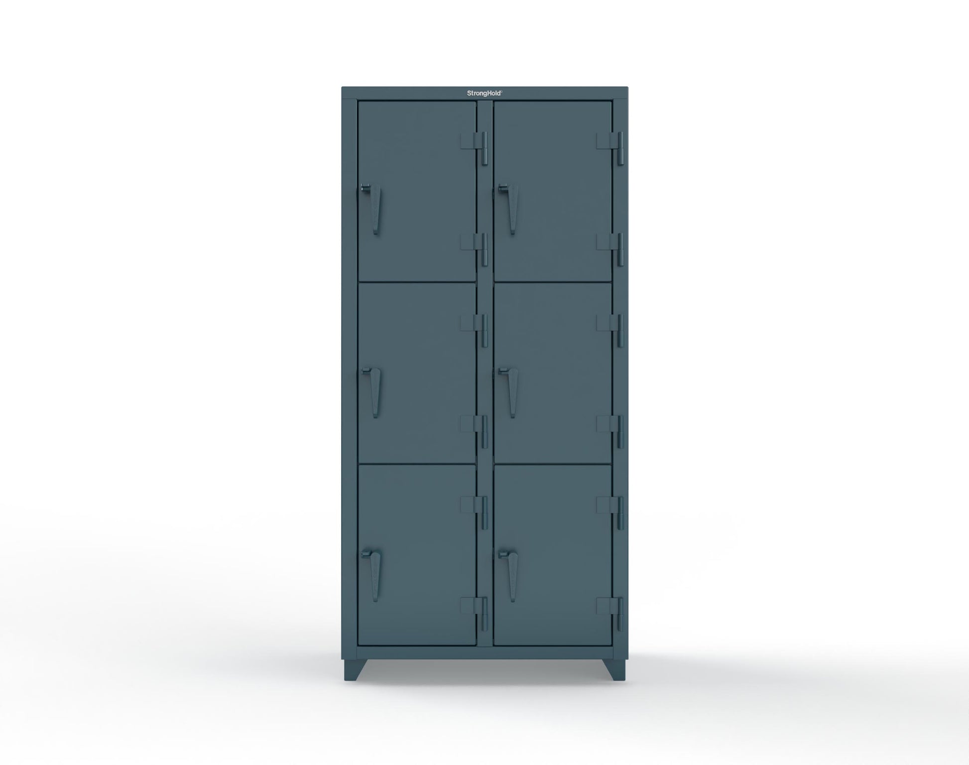 Extra Heavy Duty 14 GA Triple-Tier Locker, 6 Compartments - 36 in. W x 18 in. D x 75 in. H - 36-6D-18-3T-L-5001