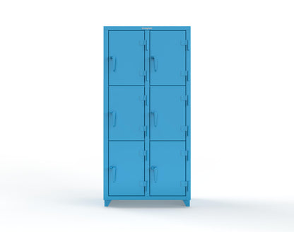 Extra Heavy Duty 14 GA Triple-Tier Locker, 6 Compartments - 36 in. W x 18 in. D x 75 in. H - 36-6D-18-3T-L-5012
