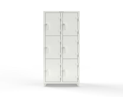 Extra Heavy Duty 14 GA Triple-Tier Locker, 6 Compartments - 36 in. W x 18 in. D x 75 in. H - 36-6D-18-3T-L-9003