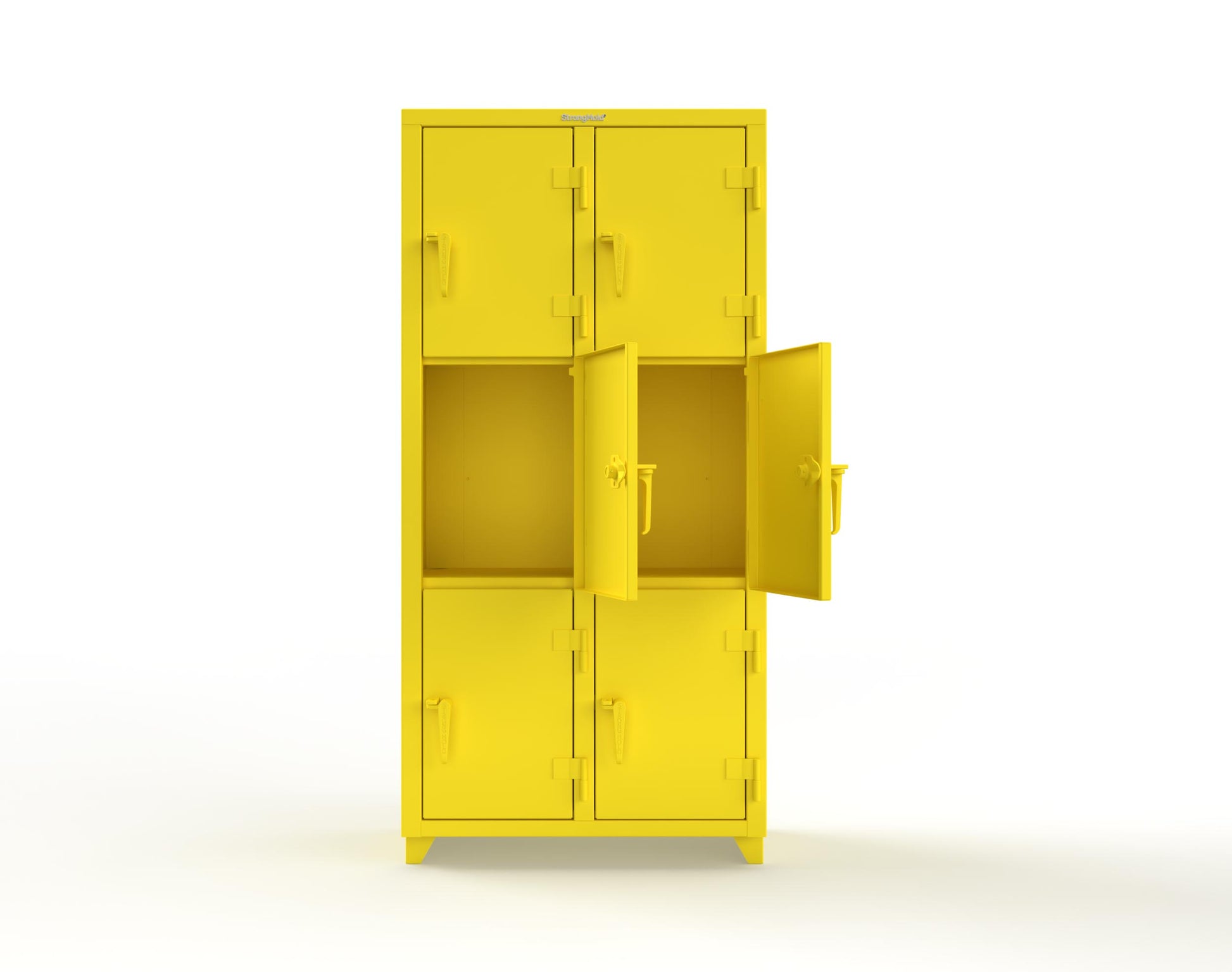 Extra Heavy Duty 14 GA Triple-Tier Locker, 6 Compartments - 36 in. W x 18 in. D x 75 in. H - 36-6D-18-3T-L-1021