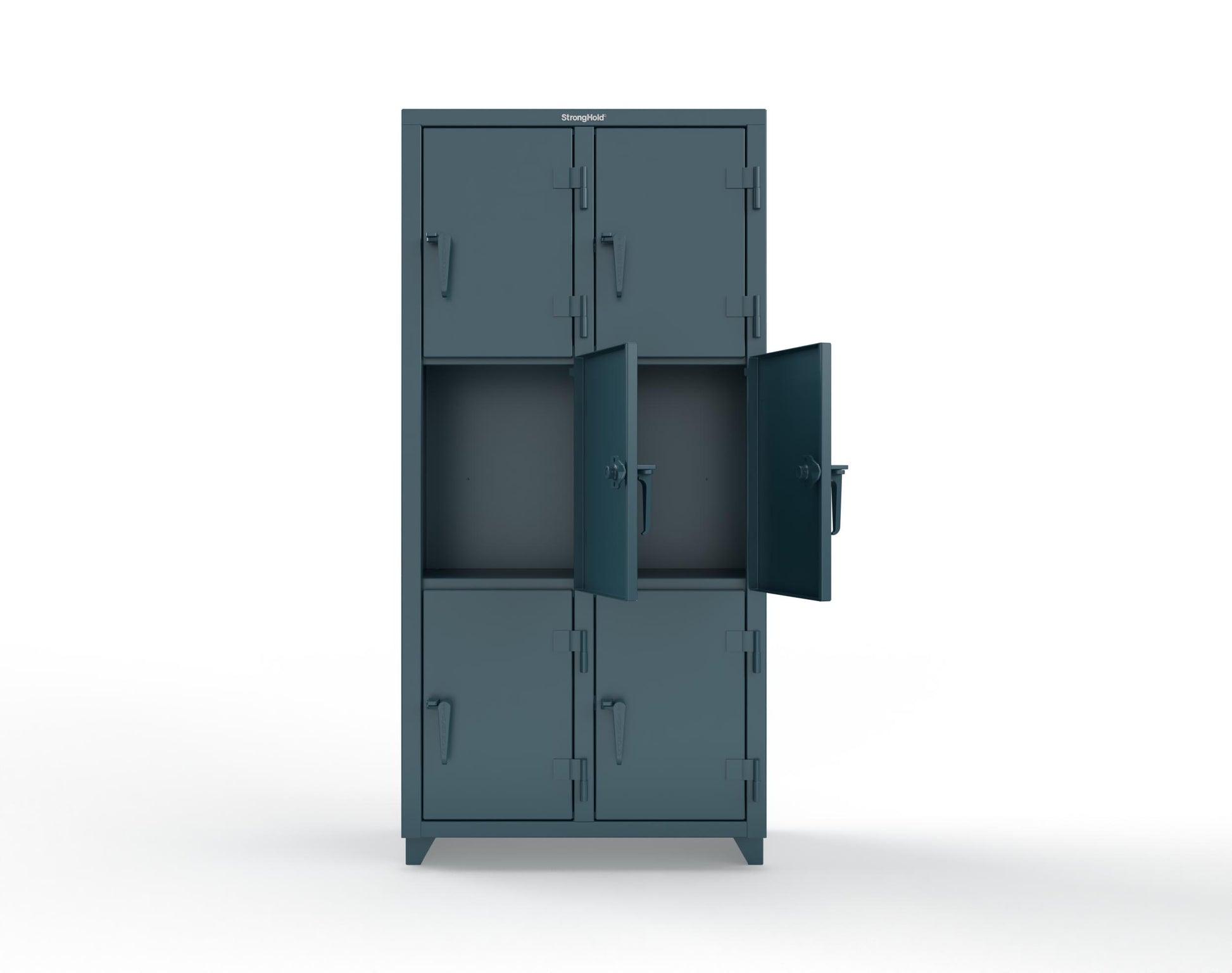 Extra Heavy Duty 14 GA Triple-Tier Locker, 6 Compartments - 36 in. W x 18 in. D x 75 in. H - 36-6D-18-3T-L-5001