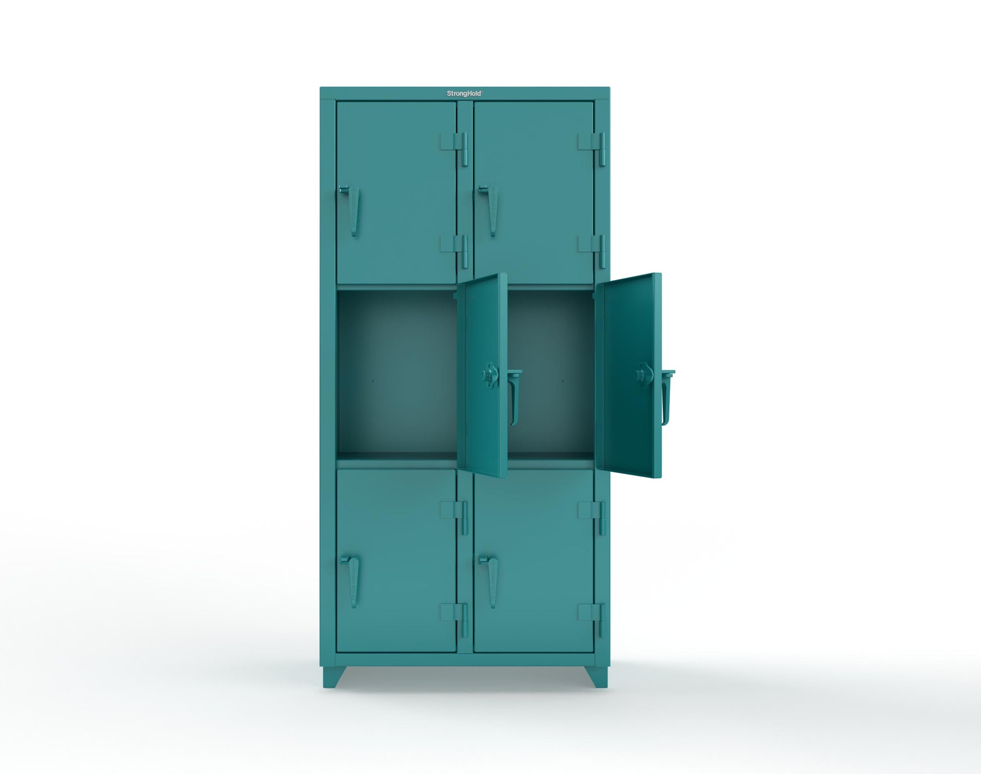Extra Heavy Duty 14 GA Triple-Tier Locker, 6 Compartments - 36 in. W x 18 in. D x 75 in. H - 36-6D-18-3T-L-5021