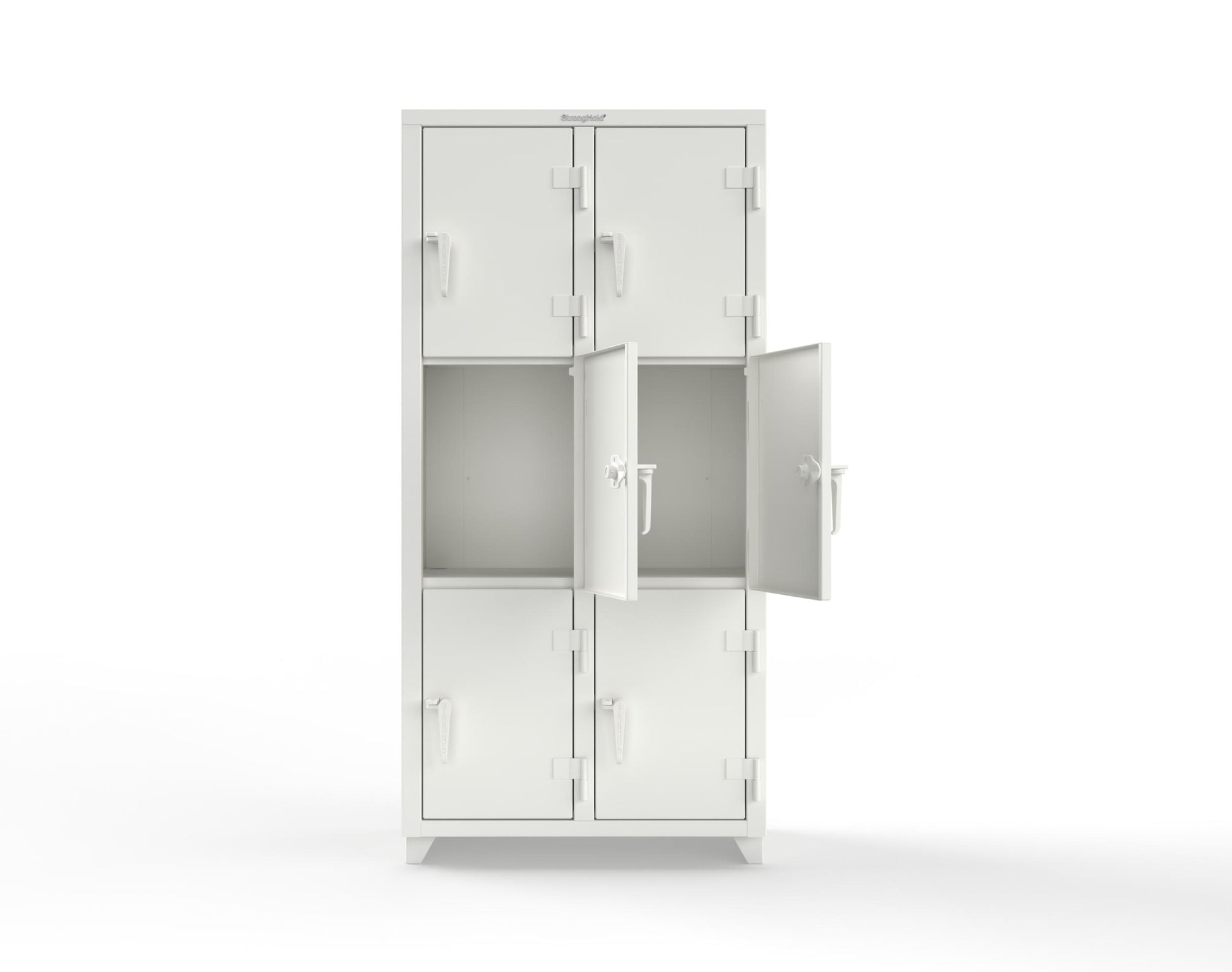 Extra Heavy Duty 14 GA Triple-Tier Locker, 6 Compartments - 36 in. W x 18 in. D x 75 in. H - 36-6D-18-3T-L-9003