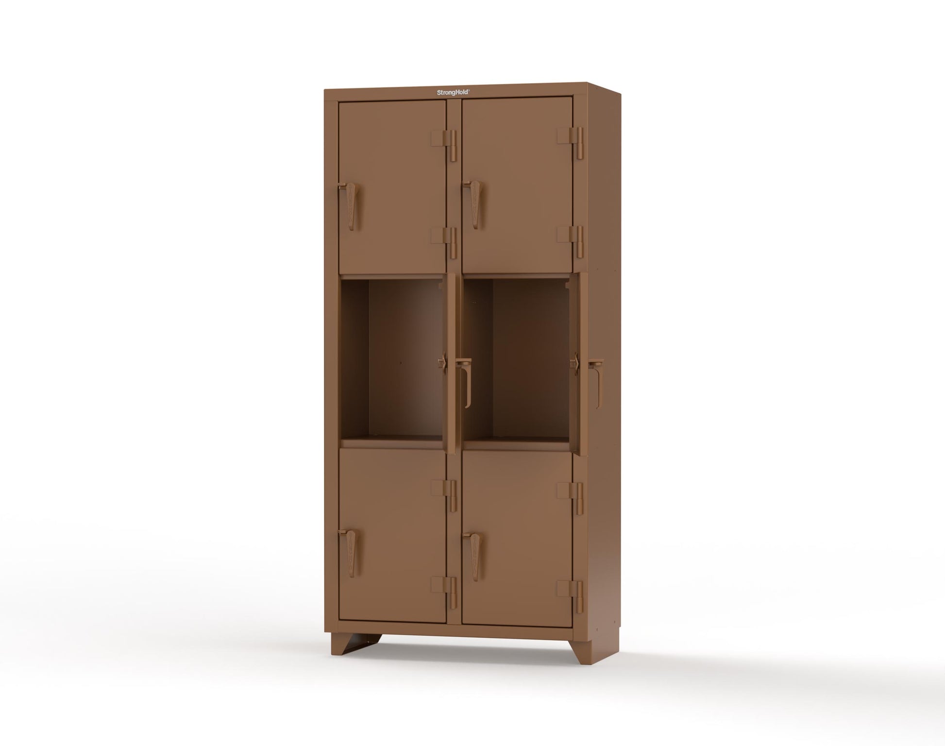 Extra Heavy Duty 14 GA Triple-Tier Locker, 6 Compartments - 36 in. W x 18 in. D x 75 in. H - 36-6D-18-3T-L-8008