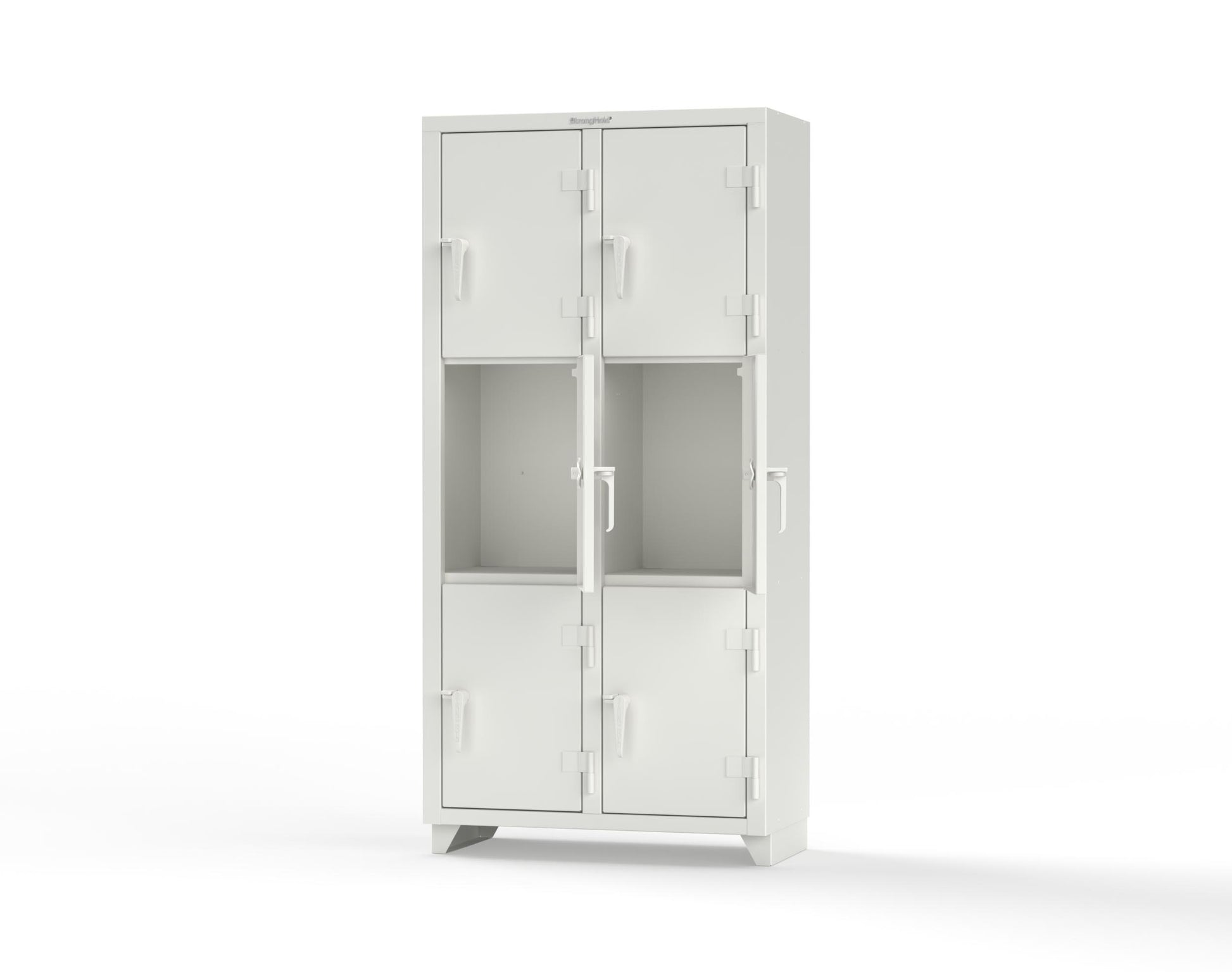 Extra Heavy Duty 14 GA Triple-Tier Locker, 6 Compartments - 36 in. W x 18 in. D x 75 in. H - 36-6D-18-3T-L-9003