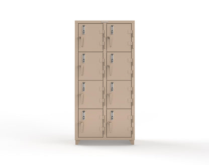 Extra Heavy Duty 14 GA 4-Tier Locker with Keyless Entry Lock, 8 Compartments – 36 in. W x 18 in. D x 75 in. H - 36-8D-18-4T-EK-L-1019