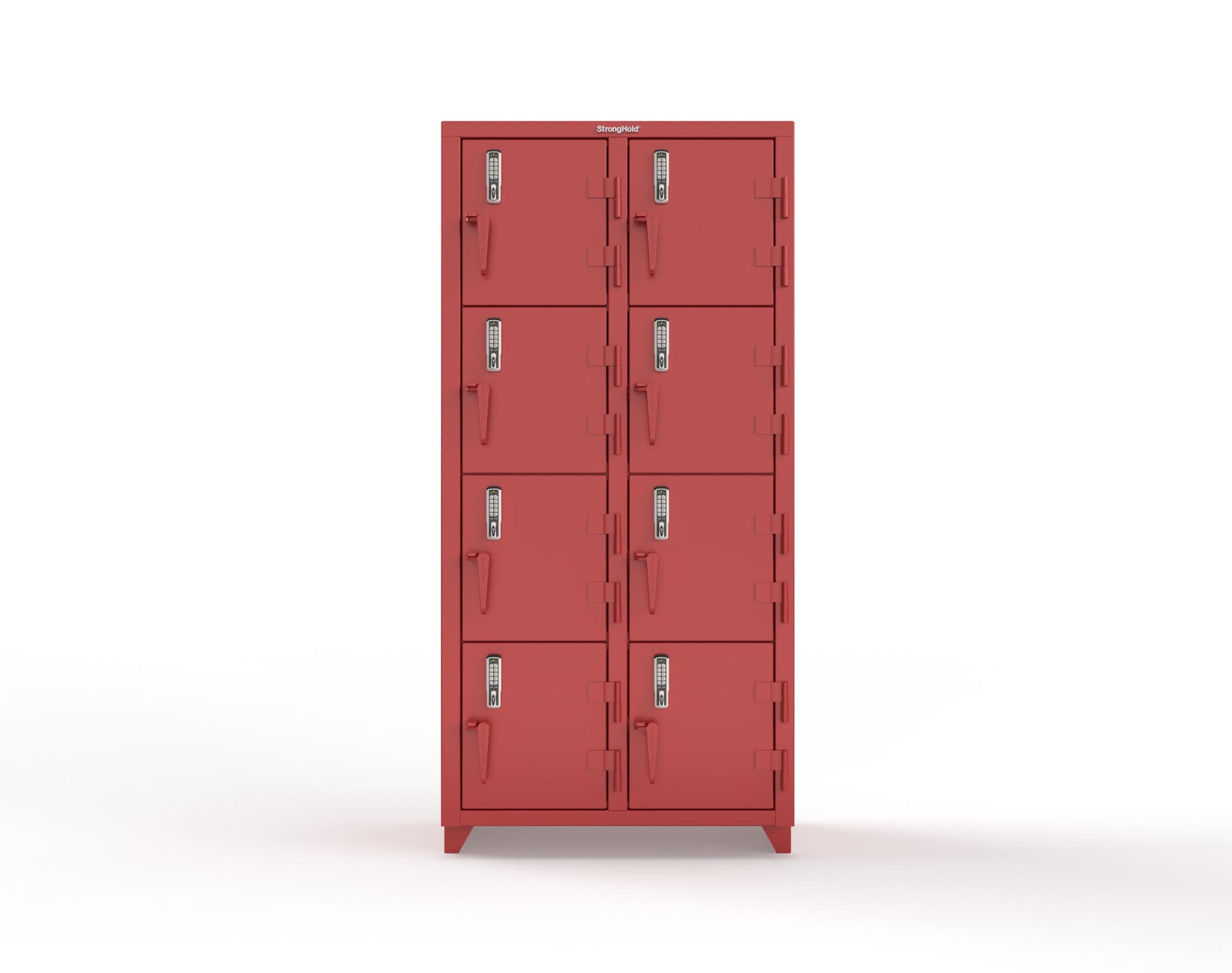 Extra Heavy Duty 14 GA 4-Tier Locker with Keyless Entry Lock, 8 Compartments – 36 in. W x 18 in. D x 75 in. H - 36-8D-18-4T-EK-L-3001