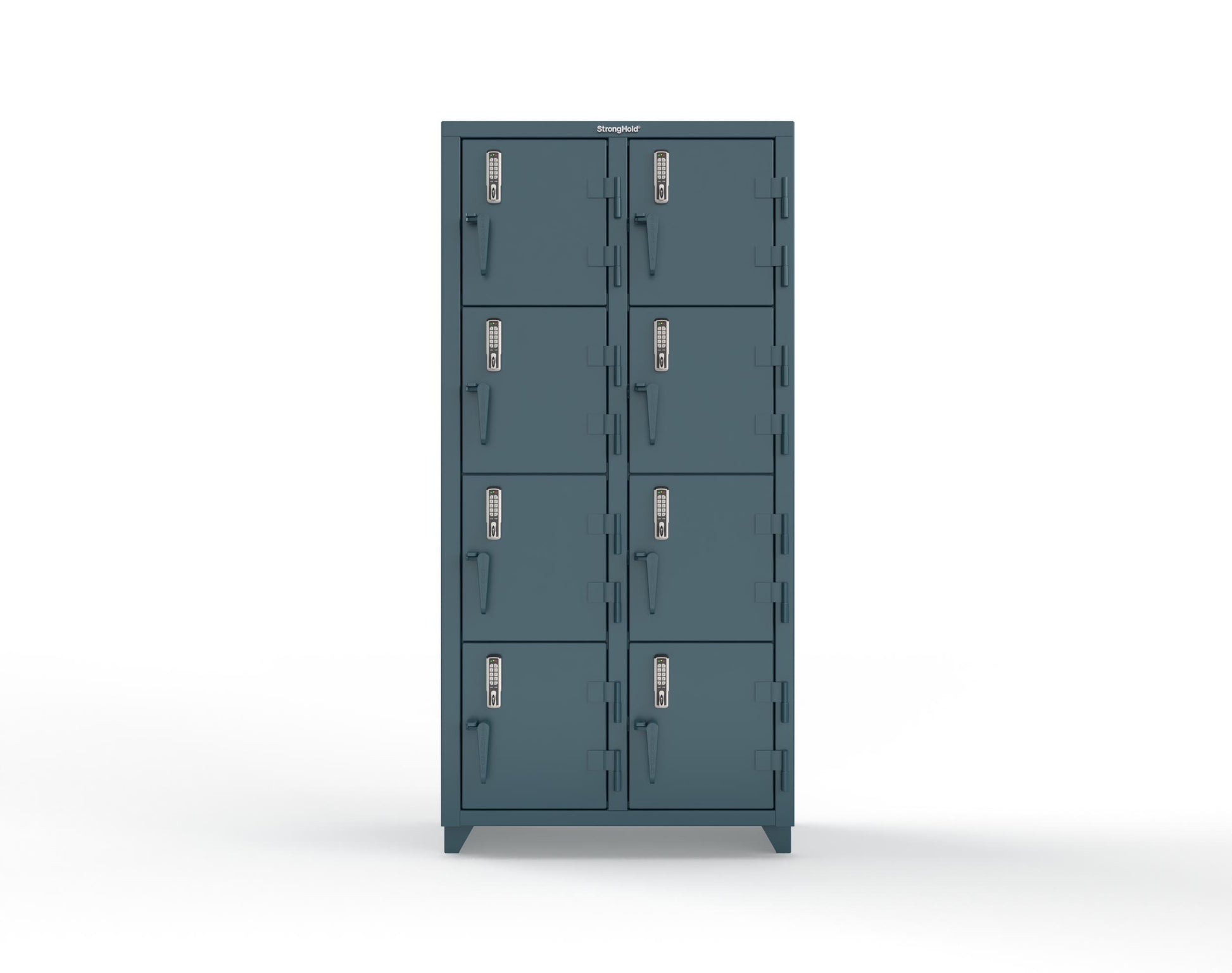 Extra Heavy Duty 14 GA 4-Tier Locker with Keyless Entry Lock, 8 Compartments – 36 in. W x 18 in. D x 75 in. H - 36-8D-18-4T-EK-L-5001