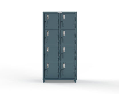 Extra Heavy Duty 14 GA 4-Tier Locker with Keyless Entry Lock, 8 Compartments – 36 in. W x 18 in. D x 75 in. H - 36-8D-18-4T-EK-L-5001