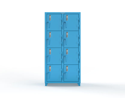 Extra Heavy Duty 14 GA 4-Tier Locker with Keyless Entry Lock, 8 Compartments – 36 in. W x 18 in. D x 75 in. H - 36-8D-18-4T-EK-L-5012