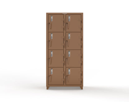 Extra Heavy Duty 14 GA 4-Tier Locker with Keyless Entry Lock, 8 Compartments – 36 in. W x 18 in. D x 75 in. H - 36-8D-18-4T-EK-L-8008