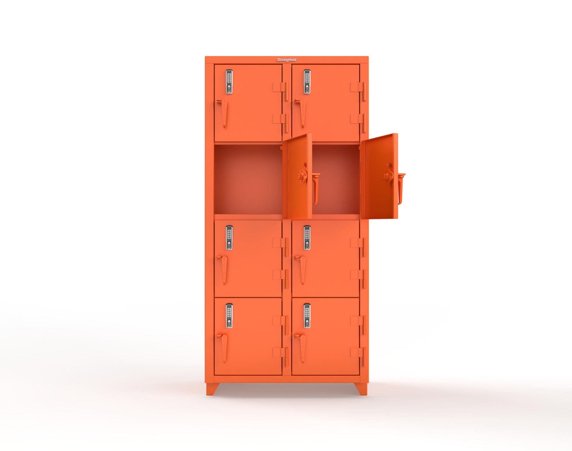 Extra Heavy Duty 14 GA 4-Tier Locker with Keyless Entry Lock, 8 Compartments – 36 in. W x 18 in. D x 75 in. H - 36-8D-18-4T-EK-L-2009