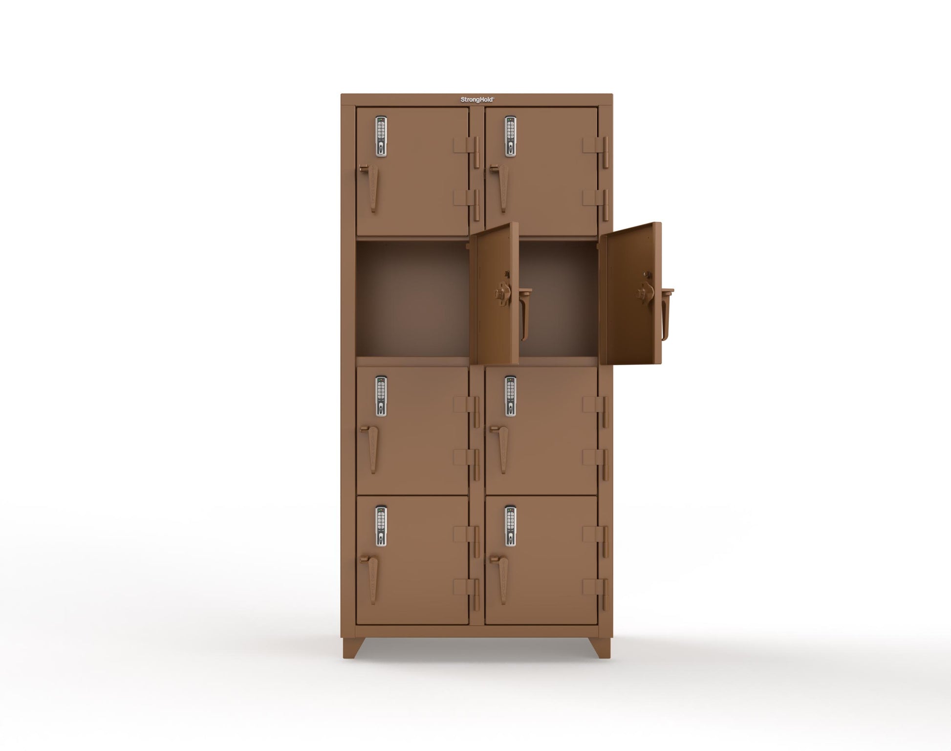 Extra Heavy Duty 14 GA 4-Tier Locker with Keyless Entry Lock, 8 Compartments – 36 in. W x 18 in. D x 75 in. H - 36-8D-18-4T-EK-L-8008
