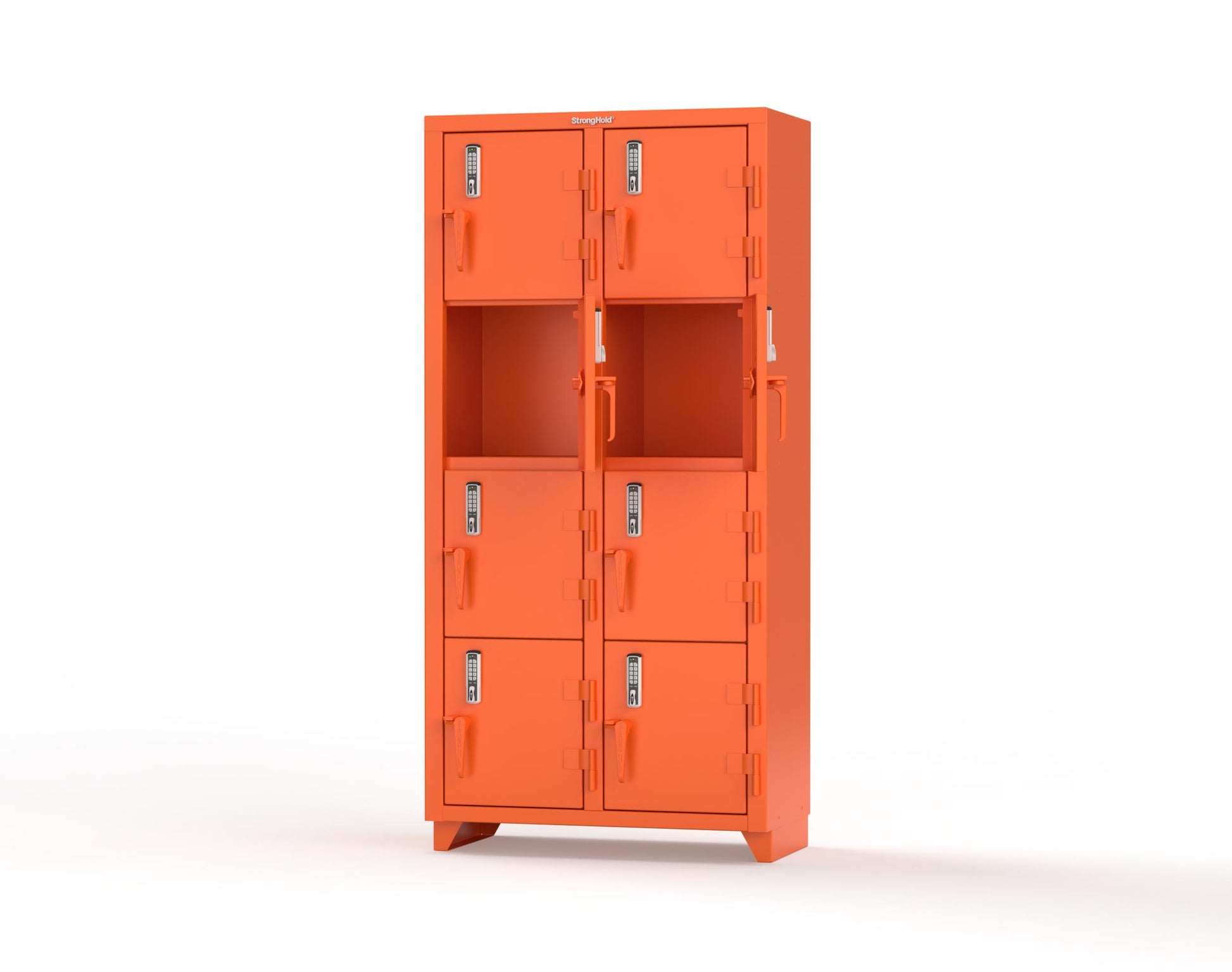 Extra Heavy Duty 14 GA 4-Tier Locker with Keyless Entry Lock, 8 Compartments – 36 in. W x 18 in. D x 75 in. H - 36-8D-18-4T-EK-L-2009