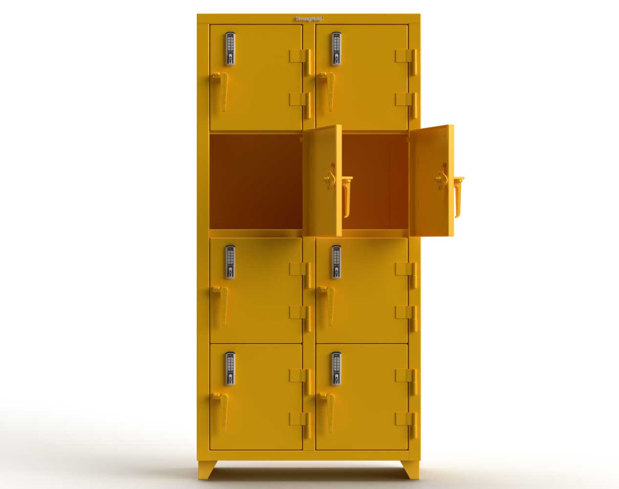Extra Heavy Duty 14 GA 4-Tier Locker with Keyless Entry Lock, 8 Compartments – 36 in. W x 18 in. D x 75 in. H