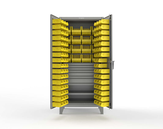 Extreme Duty 12 GA Bin Cabinet with Multiple Sized Bins, 4 Drawers, 1 Shelf - 36 In. W x 24 In. D x 78 In. H - 36-BBS-241-4DB-7037