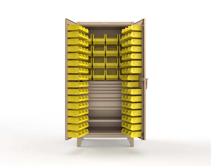Extreme Duty 12 GA Bin Cabinet with Multiple Sized Bins, 4 Drawers, 1 Shelf - 36 In. W x 24 In. D x 78 In. H - 36-BBS-241-4DB-1019