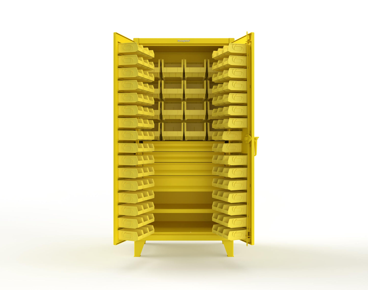 Extreme Duty 12 GA Bin Cabinet with Multiple Sized Bins, 4 Drawers, 1 Shelf - 36 In. W x 24 In. D x 78 In. H - 36-BBS-241-4DB-1021