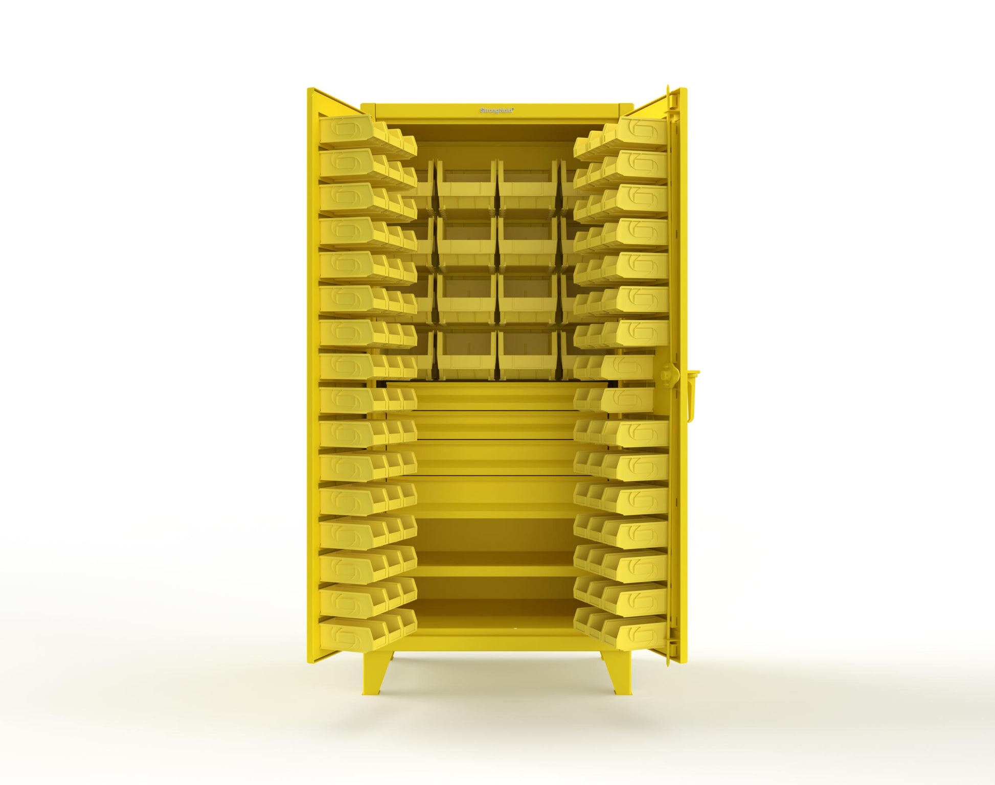 Extreme Duty 12 GA Bin Cabinet with Multiple Sized Bins, 4 Drawers, 1 Shelf - 36 In. W x 24 In. D x 78 In. H - 36-BBS-241-4DB-1021