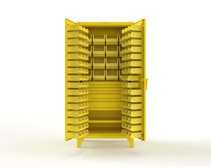 Extreme Duty 12 GA Bin Cabinet with Multiple Sized Bins, 4 Drawers, 1 Shelf - 36 In. W x 24 In. D x 78 In. H - 36-BBS-241-4DB-1021