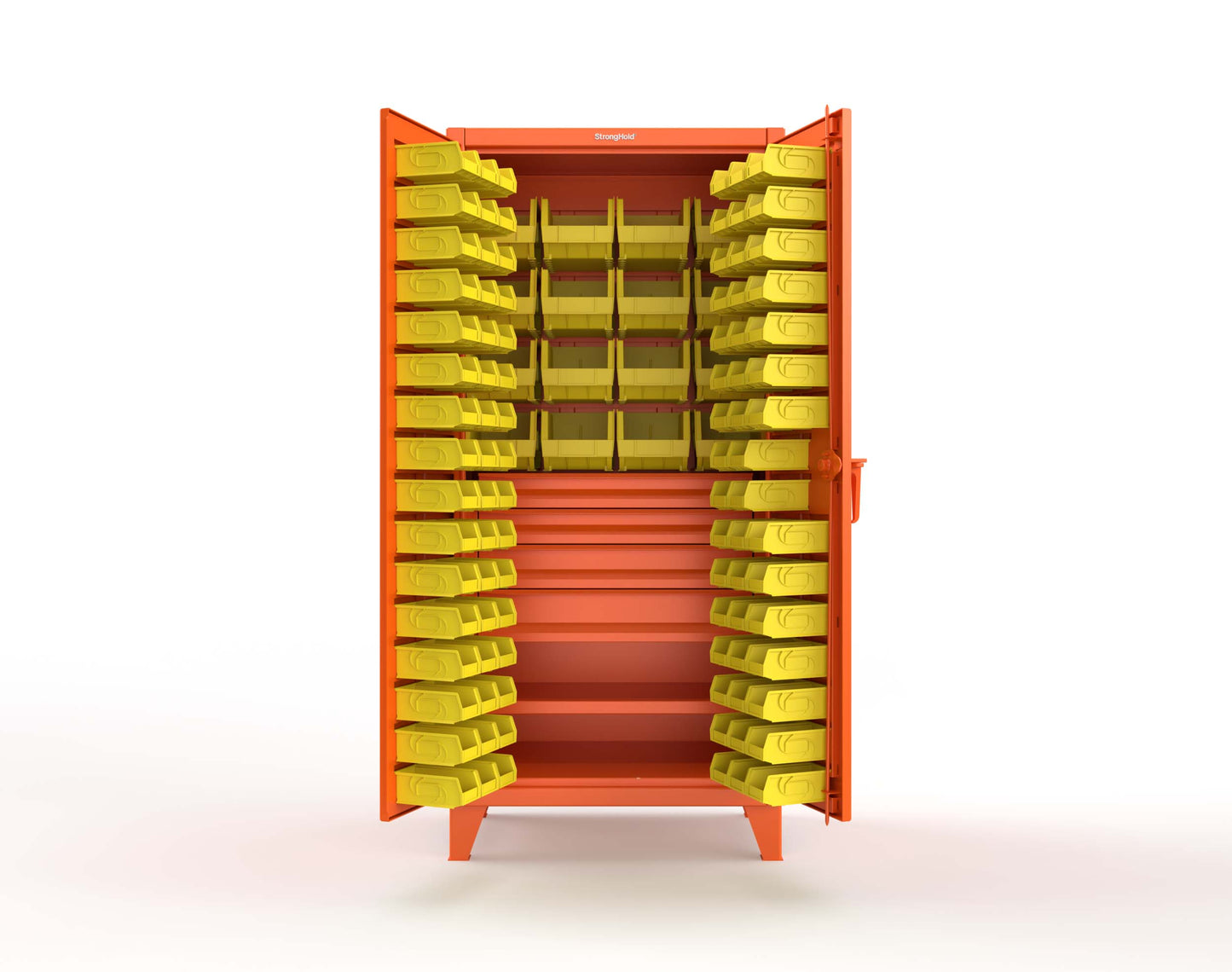 Extreme Duty 12 GA Bin Cabinet with Multiple Sized Bins, 4 Drawers, 1 Shelf - 36 In. W x 24 In. D x 78 In. H - 36-BBS-241-4DB-2009
