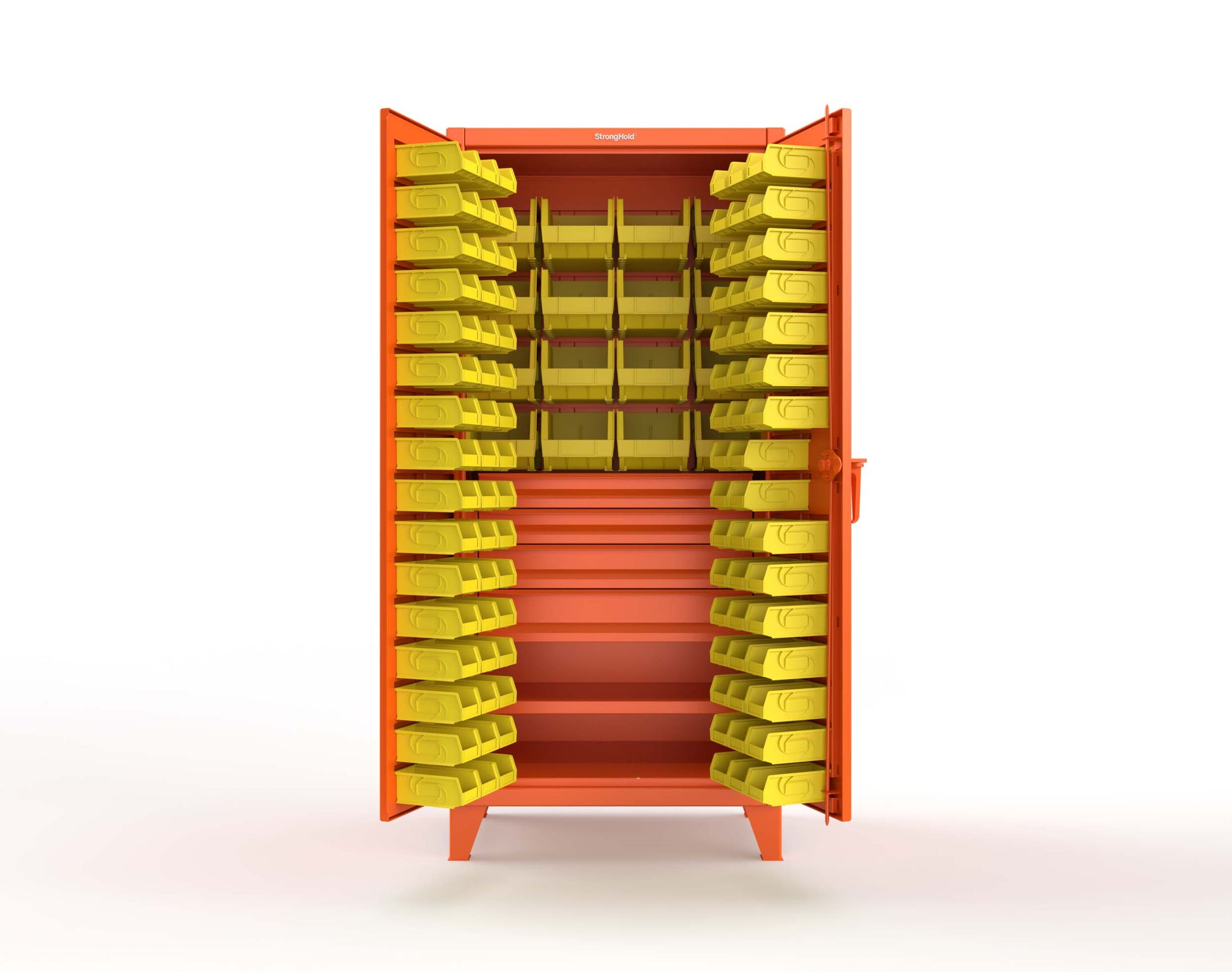Extreme Duty 12 GA Bin Cabinet with Multiple Sized Bins, 4 Drawers, 1 Shelf - 36 In. W x 24 In. D x 78 In. H - 36-BBS-241-4DB-2009