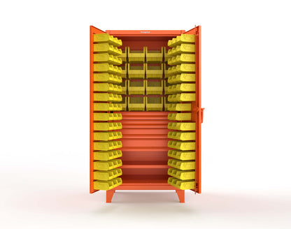 Extreme Duty 12 GA Bin Cabinet with Multiple Sized Bins, 4 Drawers, 1 Shelf - 36 In. W x 24 In. D x 78 In. H - 36-BBS-241-4DB-2009
