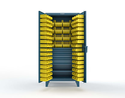 Extreme Duty 12 GA Bin Cabinet with Multiple Sized Bins, 4 Drawers, 1 Shelf - 36 In. W x 24 In. D x 78 In. H - 36-BBS-241-4DB-5001