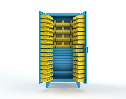 Extreme Duty 12 GA Bin Cabinet with Multiple Sized Bins, 4 Drawers, 1 Shelf - 36 In. W x 24 In. D x 78 In. H - 36-BBS-241-4DB-5012