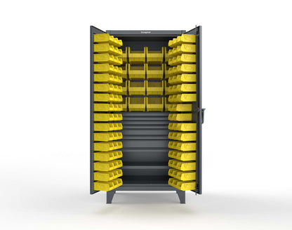 Extreme Duty 12 GA Bin Cabinet with Multiple Sized Bins, 4 Drawers, 1 Shelf - 36 In. W x 24 In. D x 78 In. H - 36-BBS-241-4DB-7024