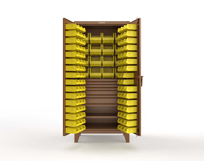 Extreme Duty 12 GA Bin Cabinet with Multiple Sized Bins, 4 Drawers, 1 Shelf - 36 In. W x 24 In. D x 78 In. H - 36-BBS-241-4DB-8008