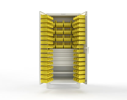 Extreme Duty 12 GA Bin Cabinet with Multiple Sized Bins, 4 Drawers, 1 Shelf - 36 In. W x 24 In. D x 78 In. H - 36-BBS-241-4DB-9003