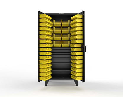 Extreme Duty 12 GA Bin Cabinet with Multiple Sized Bins, 4 Drawers, 1 Shelf - 36 In. W x 24 In. D x 78 In. H - 36-BBS-241-4DB-9005