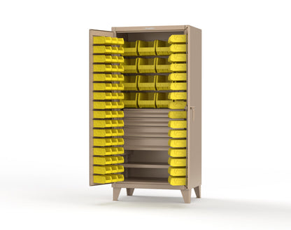 Extreme Duty 12 GA Bin Cabinet with Multiple Sized Bins, 4 Drawers, 1 Shelf - 36 In. W x 24 In. D x 78 In. H - 36-BBS-241-4DB-1019