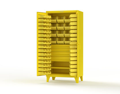 Extreme Duty 12 GA Bin Cabinet with Multiple Sized Bins, 4 Drawers, 1 Shelf - 36 In. W x 24 In. D x 78 In. H - 36-BBS-241-4DB-1021
