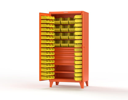 Extreme Duty 12 GA Bin Cabinet with Multiple Sized Bins, 4 Drawers, 1 Shelf - 36 In. W x 24 In. D x 78 In. H - 36-BBS-241-4DB-2009