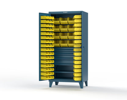 Extreme Duty 12 GA Bin Cabinet with Multiple Sized Bins, 4 Drawers, 1 Shelf - 36 In. W x 24 In. D x 78 In. H - 36-BBS-241-4DB-5001