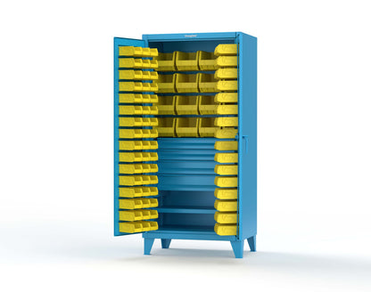 Extreme Duty 12 GA Bin Cabinet with Multiple Sized Bins, 4 Drawers, 1 Shelf - 36 In. W x 24 In. D x 78 In. H - 36-BBS-241-4DB-5012