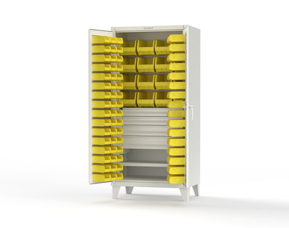 Extreme Duty 12 GA Bin Cabinet with Multiple Sized Bins, 4 Drawers, 1 Shelf - 36 In. W x 24 In. D x 78 In. H - 36-BBS-241-4DB-9003