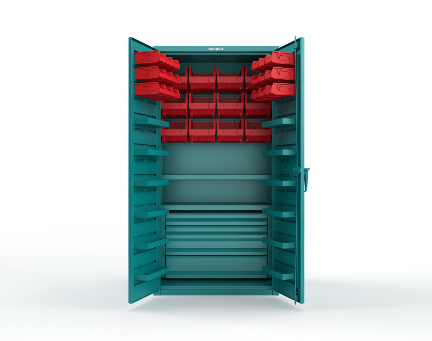 Teal (RAL 5021) / Red (RAL 3001)