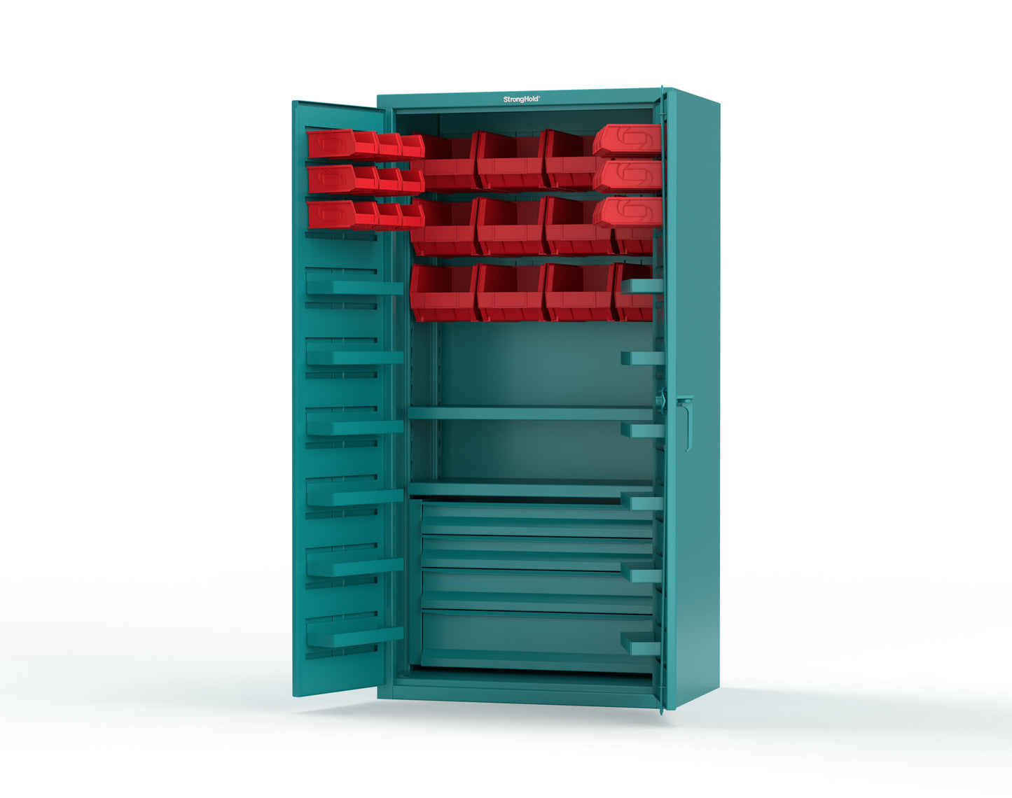 Teal (RAL 5021) / Red (RAL 3001)