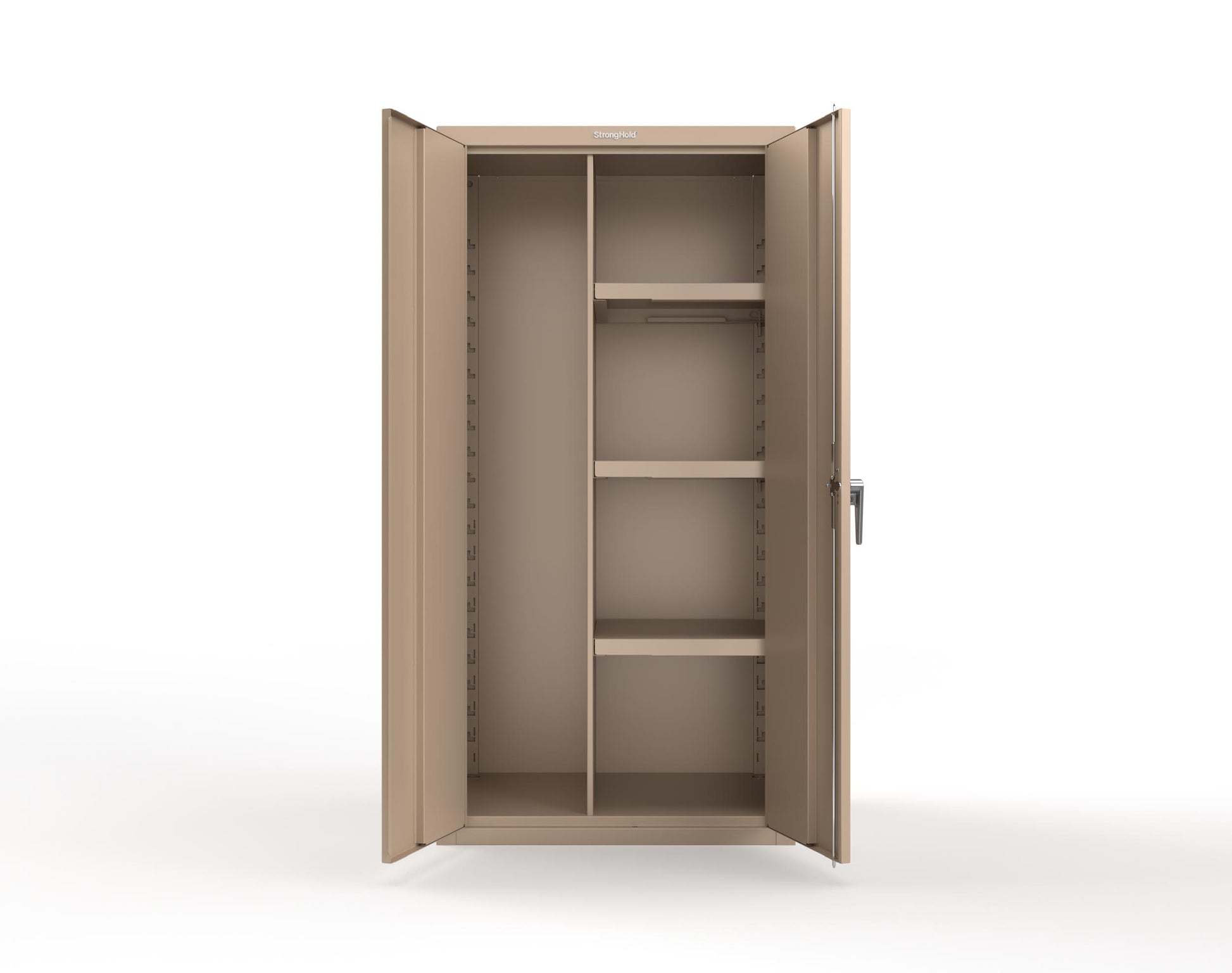 Heavy Duty 18 GA Janitorial Cabinet with 3 half Shelves - 36 in. W x 24 in. D x 72 in. H - 36-BC-243-P-1019