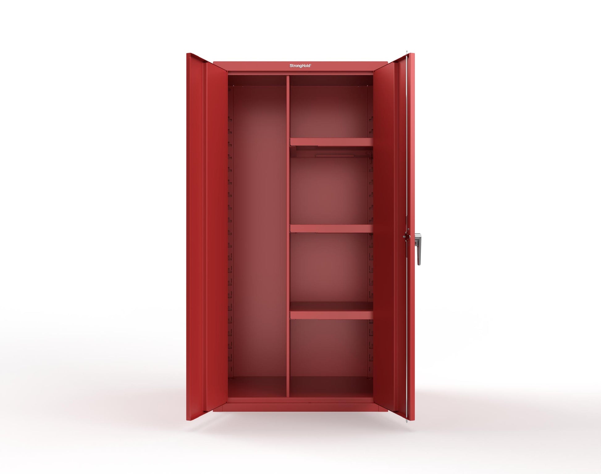 Heavy Duty 18 GA Janitorial Cabinet with 3 half Shelves - 36 in. W x 24 in. D x 72 in. H - 36-BC-243-P-3001