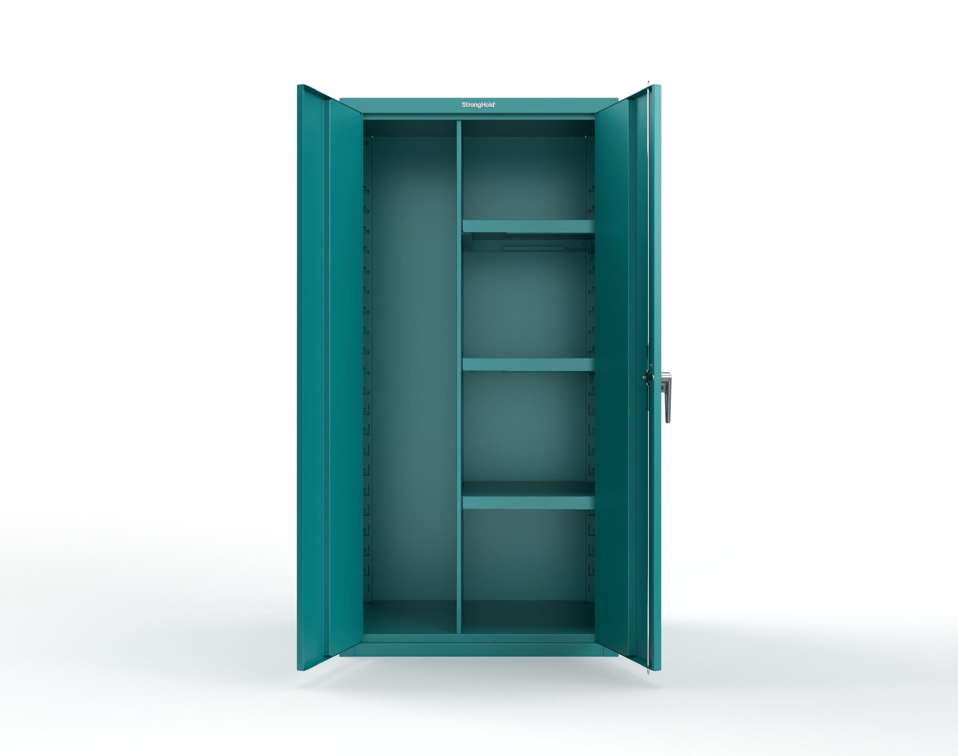 Heavy Duty 18 GA Janitorial Cabinet with 3 half Shelves - 36 in. W x 24 in. D x 72 in. H - 36-BC-243-P-5021