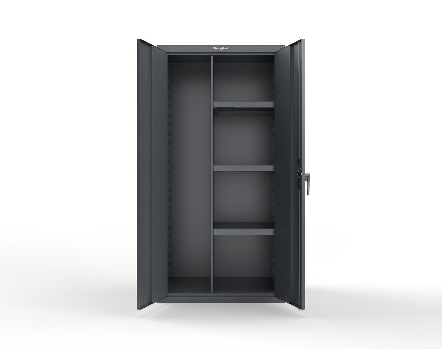 Heavy Duty 18 GA Janitorial Cabinet with 3 half Shelves - 36 in. W x 24 in. D x 72 in. H - 36-BC-243-P-7024