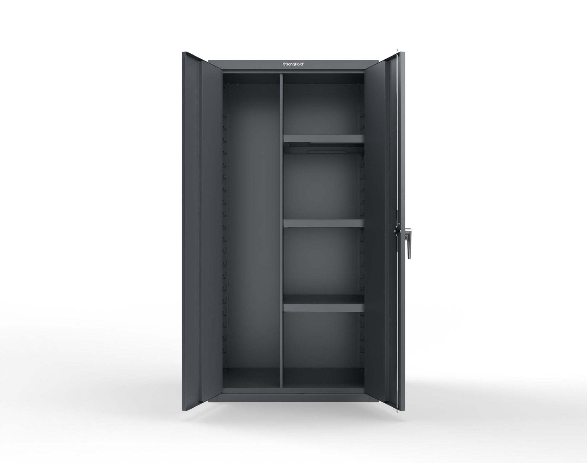 Heavy Duty 18 GA Janitorial Cabinet with 3 half Shelves - 36 in. W x 24 in. D x 72 in. H - 36-BC-243-P-7024