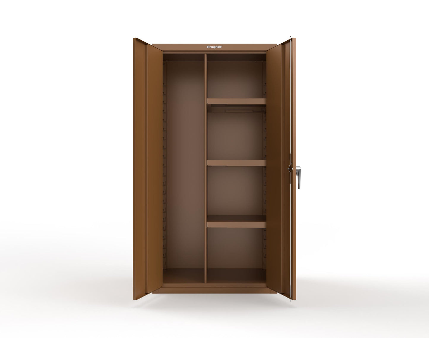 Heavy Duty 18 GA Janitorial Cabinet with 3 half Shelves - 36 in. W x 24 in. D x 72 in. H - 36-BC-243-P-8008