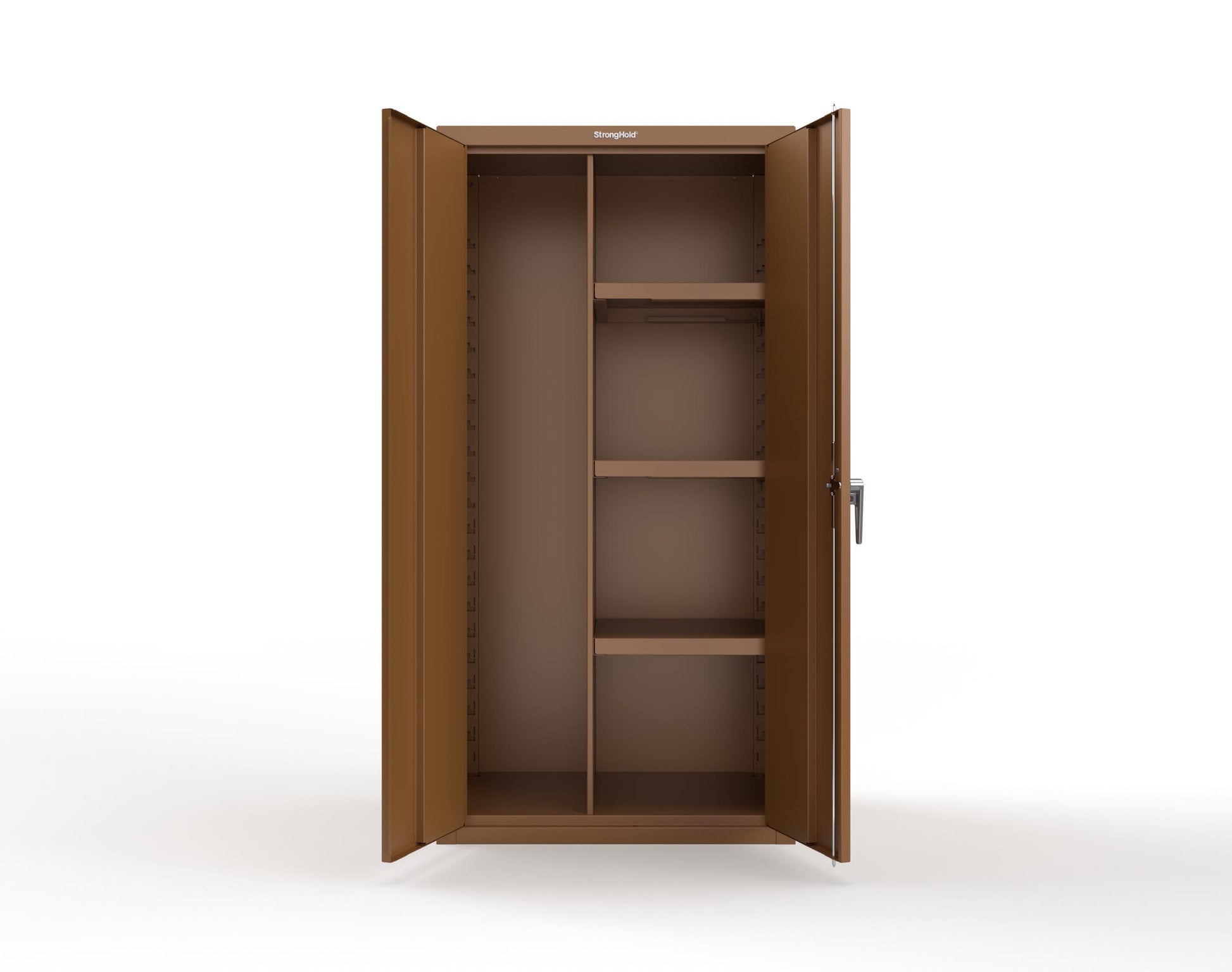Heavy Duty 18 GA Janitorial Cabinet with 3 half Shelves - 36 in. W x 24 in. D x 72 in. H - 36-BC-243-P-8008